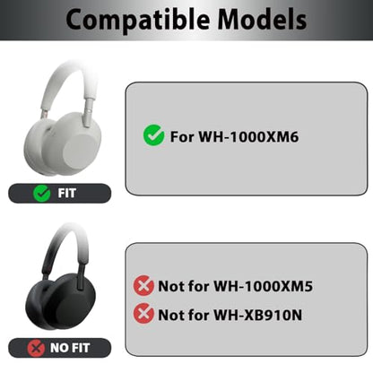 Adhiper 3-in-1 Silicone Sweat Case Cover for Sony WH-1000XM6 Headphones, XM6 Covers Accessories Silicone Ear Pads Covers & Headband Cover & Ear Cup Protector, Washable & Sweatproof - Platinum Sliver - color: Platinum Sliver