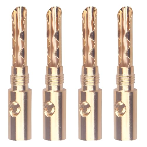 Banana Plugs 2Pairs(4pcs) Pure Copper Gold-Plated BFA Banana Plugs Connectors for Speaker Wires 4mm for HiFi Speaker Cable Wire