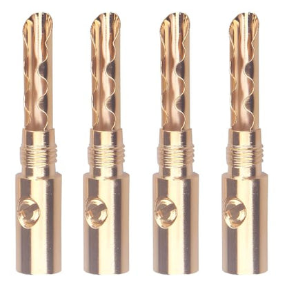 Banana Plugs 2Pairs(4pcs) Pure Copper Gold-Plated BFA Banana Plugs Connectors for Speaker Wires 4mm for HiFi Speaker Cable Wire