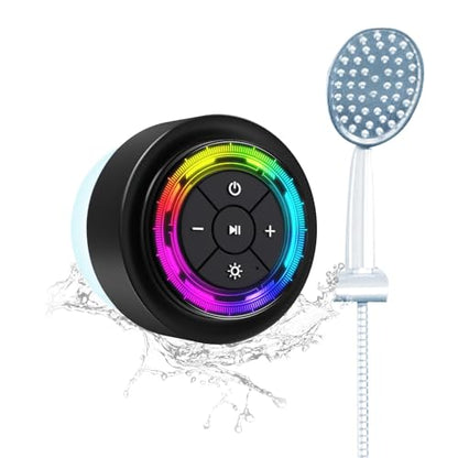 XLeader Pro Bluetooth Shower Speaker (Upgraded) Certified IPX7 Waterproof, 8W Crystal Sound&Rich Bass, 15H Playtime, with RGB Lights, Suction Cup, Silicone Lanyard, Ideal Gifts, SoundAngel Mate(2 Gen) - color: Line Light