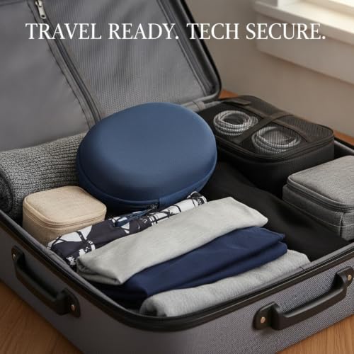 Headphone Case Hard Shell EVA Travel Storage with Mesh Pocket for Over-Ear Headphones and Cables (1 PC) - size: 8.66 x 7.68 x 2.17 in