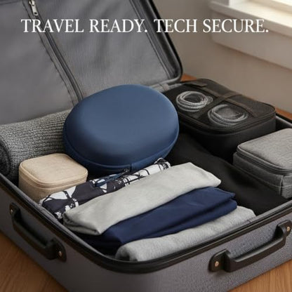 Headphone Case Hard Shell EVA Travel Storage with Mesh Pocket for Over-Ear Headphones and Cables (1 PC) - size: 8.66 x 7.68 x 2.17 in