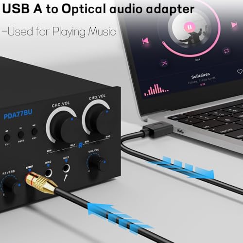 USB A to Optical Audio Adapter,Unidirectional USB to TOSLINK Optical Digital Converter Compatible with Windows/Laptop ONLY,NOT for TV Or Other Devices-6.6FT