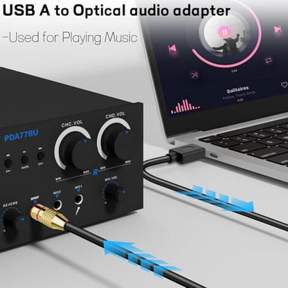 USB A to Optical Audio Adapter,Unidirectional USB to TOSLINK Optical Digital Converter Compatible with Windows/Laptop ONLY,NOT for TV Or Other Devices-6.6FT