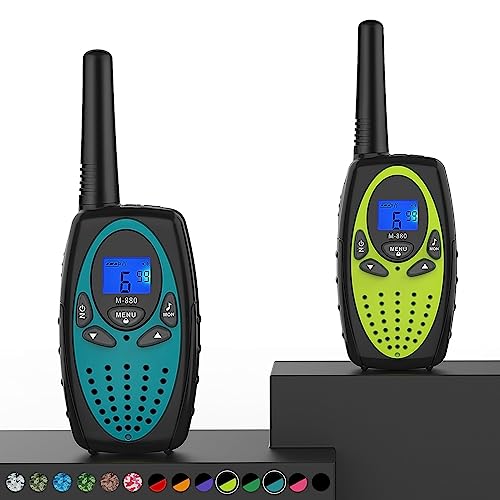 Topsung Walkie Talkies Long Range, M880 FRS Two Way Radio for Adults with LCD Screen/Resistance Wakie-Talkies with Noise Cancelling for Men Women Outdoor Adventures Cruise Ship (Blue and YellowGreen) - color: Blue & YellowGreen