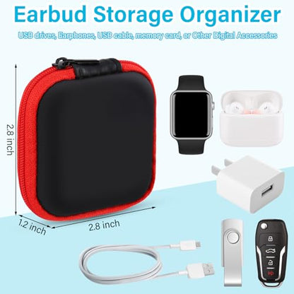 Sweetude 30 Sets Portable Earbud Case Pouch for USB-c Wired Ear Buds Square EVA Earphone Holder Pocket Earphone Cell Phone Accessories Memory Card Organizer Travel Case for Earphones and Earplugs