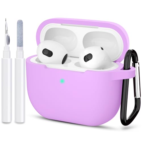 Compatible with AirPods 3 Case, Protective Silicone Cover for AirPods 3rd Generation Case 2021, Wireless Charging - Light Purple - color: B-Light Purple