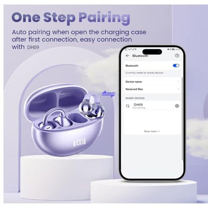 Open-Ear Wireless Bluetooth 6.0 Headphones, 17mm Drivers with ENC, IPX5 Low Latency Gaming Mode and Multi-Connection, Clip-on Earphones for Workouts/Running