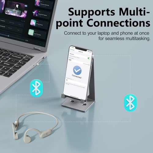 Swimming Headphones Bone Conduction Headphones IPX8 Waterproof Apricot | Waterproof Earbuds for Swimming ,Open Ear Earphones with MP3 Mode 32GB,8H Play Bluetooth 5.4 Ear Buds Secure Fit for Running - color: Apricot