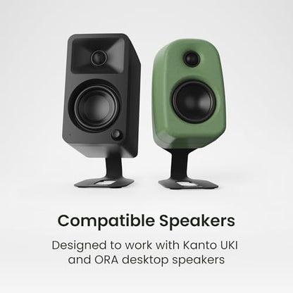 Kanto SU2 Rear-Mounted Desktop Speaker Stands for Uki and Ora | Elevated and Angled to Improve Sound | ¼-20 Thread | Holds 3.1 lbs | Pair | Black