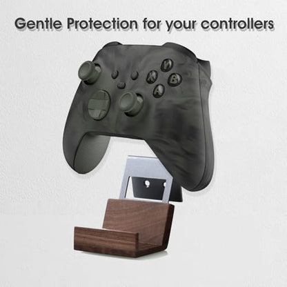 NIRVASH Walnut Controller Wall Mount, Wood Game Controller Holder Stand & Headphone Hanger, Controller & Headset Stand for Xbox, PS5, Remote, Gamer Gifts for Men (2 Pack Grey) - color: Grey (2 Pack)