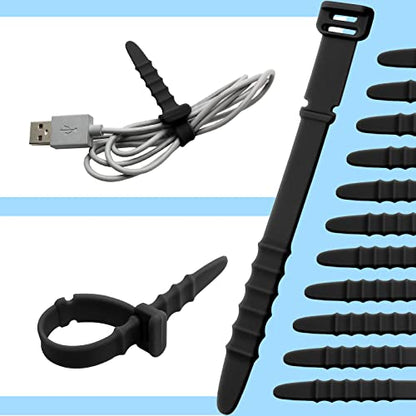 Litoexpe 30 Pieces 4.5" Silica gel Cable Zip Ties | Reusable, for Charging Cables, USB, and Earphone Management