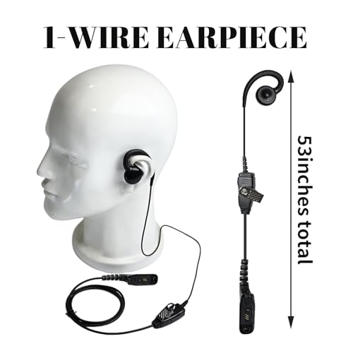 One Wire C Shape Mic Ear Piece Radio apx6000 xpr 7550e APX 4000 Swivel Earpiece Over-Ear Headset with Mic for Motorola APX XPR Series Walkie Talkies APX6000 APX7000 APX8000 XPR7550E XPR6550 XPR6350