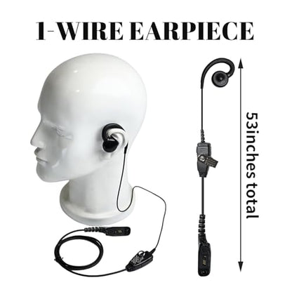 One Wire C Shape Mic Ear Piece Radio apx6000 xpr 7550e APX 4000 Swivel Earpiece Over-Ear Headset with Mic for Motorola APX XPR Series Walkie Talkies APX6000 APX7000 APX8000 XPR7550E XPR6550 XPR6350