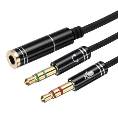 MECCANIXITY 3.5mm Splitter Female to 2 Dual 3.5mm Male Y Jack Splitter for Headphone Mic Audio PC Laptop Gaming Headsets, 3.3ft, Black - color: Black, size: 3.3ft