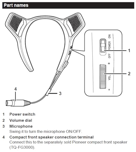 PIONEER Neck Speaker Rear Sound Enhancer for TQ-FG3000 Wired TQ-RG3000 | Sound TECTOR, for TQ-FG3000 only, plays rear sound near your ears, chat microphone, no-lag wired, lightweight neckband - style: REAR SOUND ENHANCER