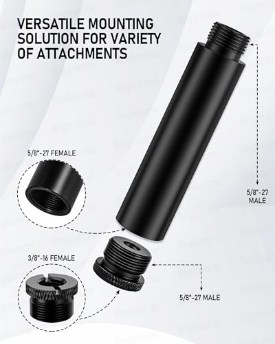 6 Inch Mic Stand Extension Tubes KE26XL, 5/8-27 Male to Female, 2 Pack - size: 6-INCH 2PCS