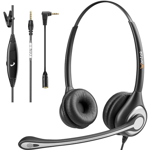 Wantek Phone Headset Wired Computer Headset with Microphone – Noise Cancelling 3.5mm/2.5mm Headphones for PC, Laptop, Mac, iPhone, Samsung – Compatible with Zoom, Teams, Call Center, Home Office - style: 602-3.5mm