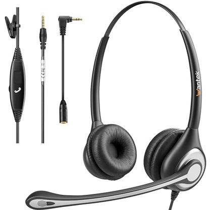 Wantek Phone Headset Wired Computer Headset with Microphone – Noise Cancelling 3.5mm/2.5mm Headphones for PC, Laptop, Mac, iPhone, Samsung – Compatible with Zoom, Teams, Call Center, Home Office - style: 602-3.5mm