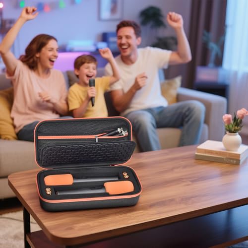 ANKHOH Wireless Microphone Case for JBL Wireless Two Microphone System | Dual Microphone Slots, 2 Foam Covers, Receiver & Cable Storage, Hard Shell, Case Only, For Karaoke Parties & Events, Black - style: Simple