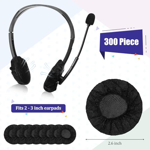 BBTO 300 Pieces Disposable Headphone Covers Non Woven Sanitary Fabric Headset Earphone Covers for Ear Pad Headphones(S-6.5 cm,Black) - color: Black, size: S-6.5 cm