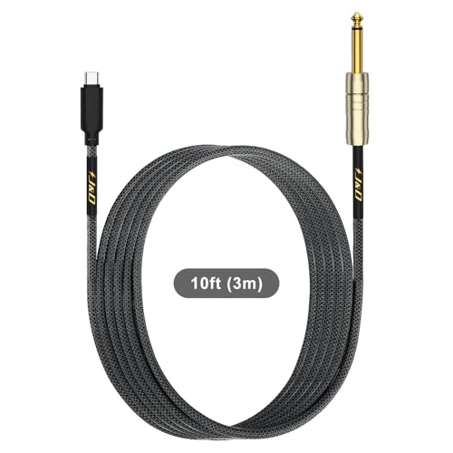 J&D USB C to 6.35 mm 1/4 inch TS Guitar Audio Cable, Audio Recording, Bass, Electronic Piano Microphone Cord Compatible with iPhone 16/17 Series, Galaxy S24/S25, 10 Feet - size: 10 Feet
