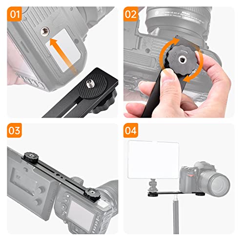UTEBIT 8 inch Flash Bracket, with 1/4" Screw Hot Shoe, 1 Pack - size: 8 inch (Metal)