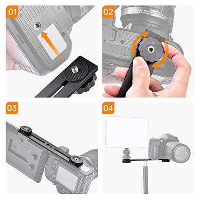 UTEBIT 8 inch Flash Bracket, with 1/4" Screw Hot Shoe, 1 Pack - size: 8 inch (Metal)