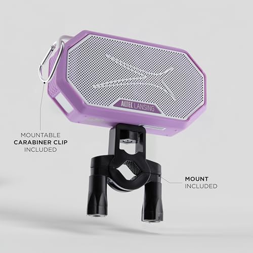 Altec Lansing Portable Bluetooth Speaker HYDRAMINI 2.0, IP67 Waterproof, Portable Speaker, 12h Playtime, Wireless Pairing, USB-C Quick Charge, Magnetic Bluetooth, Voice Assistant Integration - color: Purple/White