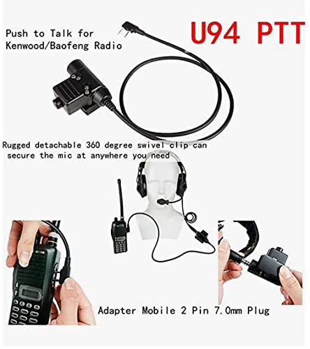 Helmet Mode Tactical Shooting headset + with U94 PTT 2pin with ARC Rail Adapter Noise Reduction & Sound Pickup Ear Protection (TAN) - color: Tan