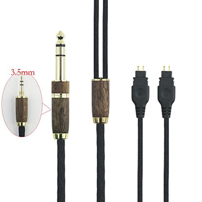 NewFantasia 10ft Replacement Upgrade Audio Cable Compatible with Sennheiser HD650 HD600 HD580 HD660S HD660S2 HD58X HD6XX Headphone 7N OCC Copper Silver Plated Cord Walnut Wood Shell 3.5mm/6.35mm