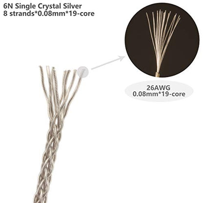 MMCX 6N Single Crystal Silver 2.5mm/4.4mm Balance Earphone Upgrade Cable for SHURE SE846 SE535 Xelento Remote t8ie t9ie UE900S IT04 DK4001 Andromeda Vega JVC FW001 FW002 (4.4mm Plug) - size: 4.4mm Plug