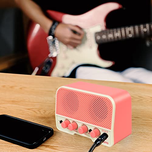 JOYO 5W Small Guitar Amp Portable Electric Guitar Practice Amplifier with Bluetooth 5.0, Clean/Overdrive Channels, Rechargeable Battery, AUX & Headphone Out (JA-02 II Pink) - color: Pink