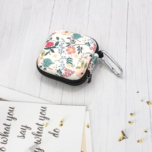 Earbud Case,Headphone Organizer Earbud Storage Bag, Hard EVA Shockproof Cover Carrying Case with Carabiner Clip Compatible with AirPods 5 4 AirPods Pro 2nd /3/2/1 Bose Galaxy Buds (Flower) - color: Flower