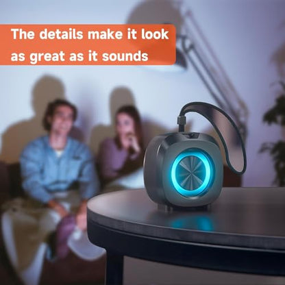 PEICHENG Speaker, Small Portable Bluetooth Wireless IPX5 Waterproof Shower Speaker,Loud Stereo Sound Deep Bass,TWS Paire, RGB Lights,Long Playtime for Outdoor Party, Great Gift,1PC(Black) - color: Black