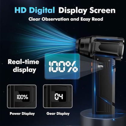 IVJ 180000RPM Cordless Electric Compressed Air Duster | 4 Gear Adjustable Mini Air Duster with LED Light, Dust Blower for Computer, Keyboard, House, Outdoor and Car