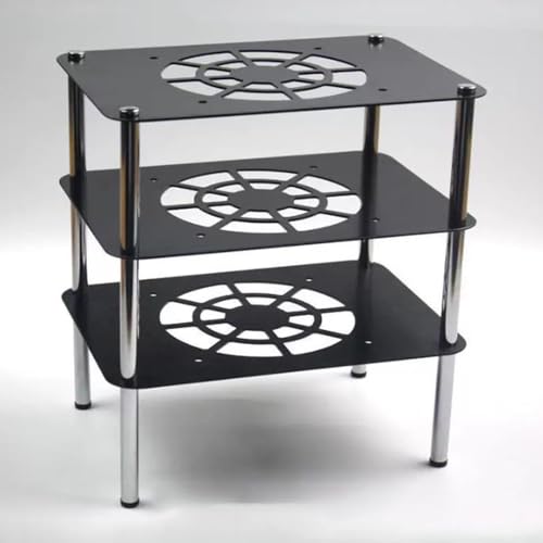 NILZA Mini Media Stand aluminum alloy Audio Tower Black Audio Component Rack 1-3 Tier Rack Metal Holders Small Desktop Rack Stereo Component Cabinet For Audio Equipment(Black,3-Tier) - size: 3-Tier