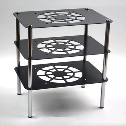 NILZA Mini Media Stand aluminum alloy Audio Tower Black Audio Component Rack 1-3 Tier Rack Metal Holders Small Desktop Rack Stereo Component Cabinet For Audio Equipment(Black,3-Tier) - size: 3-Tier