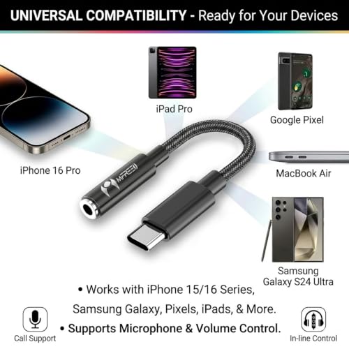 USB C to 3.5mm Audio Adapter, Type C to Aux Headphone Jack