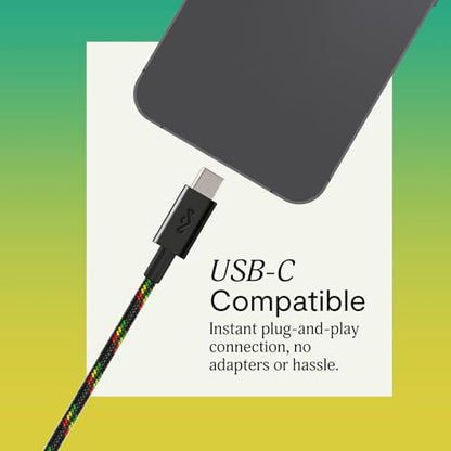 House of Marley Smile Jamaica USB-C Wired Earbuds with Microphone, in-Ear Headphones, 9.2mm Driver, Tangle-Resistant Cable, Plug-and-Play Earphones for Smartphones, Tablets & Laptops (Rasta) - color: Rasta