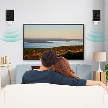 WALI Speaker Wall Mount, Surround Sound Speaker Stand with Adjustable Swivel Tilt Angle, Standard Bookshelf Speaker Mount for Living Room, Home Theater, Hold Up to 55 Lbs, (SWM201-W), 2 Pack, White