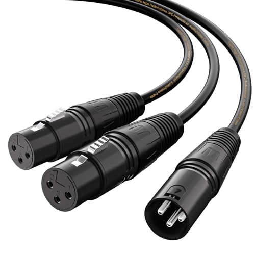 Tisino XLR Splitter Cable, 2 Female to 1 Male XLR Y-Splitter Cable, 1.5 FT | Balanced 3 Pin XLR Mic Combiner Y Cable for Microphones and Mixers, OFC Shielded Adapter Patch Cord - size: 1.5 feet