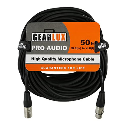 Gearlux XLR Microphone Cable, Fully Balanced, Male to Female, 50 Feet - Single Pack - size: 50 Ft, style: 1 Pack