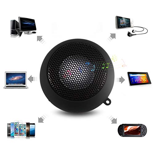 ASHATA Portable Mini Speaker, Plug in Speaker with 3.5mm Plug Retractable, Mono, 1.5Hrs Playtime, Compatible with MP3 MP4 MP5 Smartphone PC Laptop, 180mAh Battery, Black