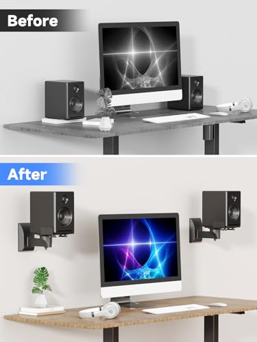 suptek Small Dual Side Clamping Bookshelf Speaker Wall Mounting Bracket for Small Surrounding Sound Speakers, Hold up to 55lbs Black SPM201SB - size: Small--black