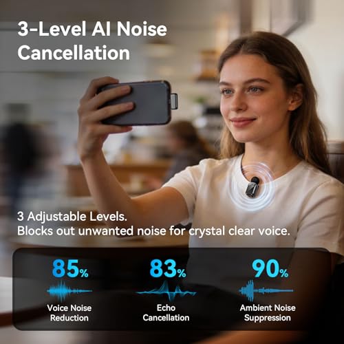 Mic Mini Wireless Microphone for iPhone/Android, 2TX+2RX, 3 Al Voice Modes, 30H Battery for Vlogging & Streaming, 48kHz/24bit, Includes USB-C & Lightning Receivers for TikTok, YouTube - style: Mic mini max