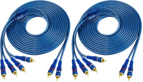 MEIRIYFA RCA Car Audio Cable Y Splitter Adapter Cord 2 Channel to 4 Channel RCA Car Audio Interconnect Cable 2 Male to 4 Male Twisted Pair Cable OFC Full Shielded with Noise Reduction (5M) (Pack of 2) - size: 5 meters (Pack of 2)