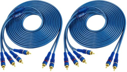 MEIRIYFA RCA Car Audio Cable Y Splitter Adapter Cord 2 Channel to 4 Channel RCA Car Audio Interconnect Cable 2 Male to 4 Male Twisted Pair Cable OFC Full Shielded with Noise Reduction (5M) (Pack of 2) - size: 5 meters (Pack of 2)
