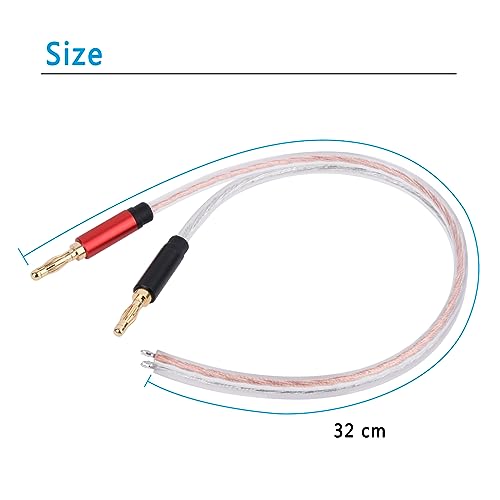 HIEbee High Fidelity Speaker Cable, Bare Copper Open Wire to Gold-Plated Banana Plug, Speaker Jumper Cable Terminal for Audio Speaker Amplifier (2pack 1ft)