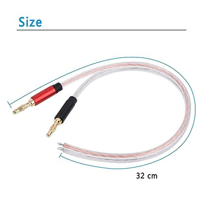 HIEbee High Fidelity Speaker Cable, Bare Copper Open Wire to Gold-Plated Banana Plug, Speaker Jumper Cable Terminal for Audio Speaker Amplifier (2pack 1ft)